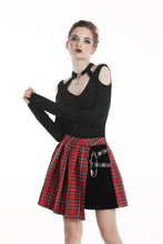 Load image into Gallery viewer, Dark in Love Red Pleated Plaid Punk Mini Skirt
