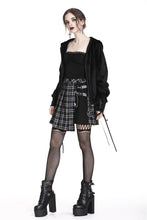 Load image into Gallery viewer, Dark in Love Black Pleated Plaid Punk Mini Skirt
