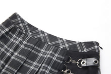 Load image into Gallery viewer, Dark in Love Black Pleated Plaid Punk Mini Skirt
