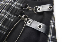 Load image into Gallery viewer, Dark in Love Black Pleated Plaid Punk Mini Skirt
