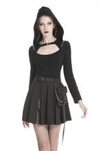 Load image into Gallery viewer, Dark in Love Black Pleated Miniskirt with Hip Pouch
