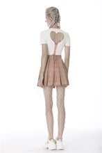 Load image into Gallery viewer, Dark in Love Pink Plaid Hollowed Out Pleated Miniskirt
