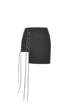 Load image into Gallery viewer, Dark in Love Asymmetric Moto Lace-Up Miniskirt
