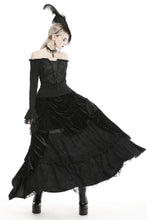 Load image into Gallery viewer, Dark in Love Gothic Queen Long Ruffled Velvet Skirt
