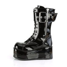 Load image into Gallery viewer, Demonia Petrol-150 Men&#39;s Platform Boots in Black Patent
