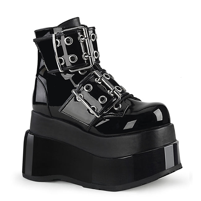 Demonia Bear-104 Black Patent Platform Ankle Boots