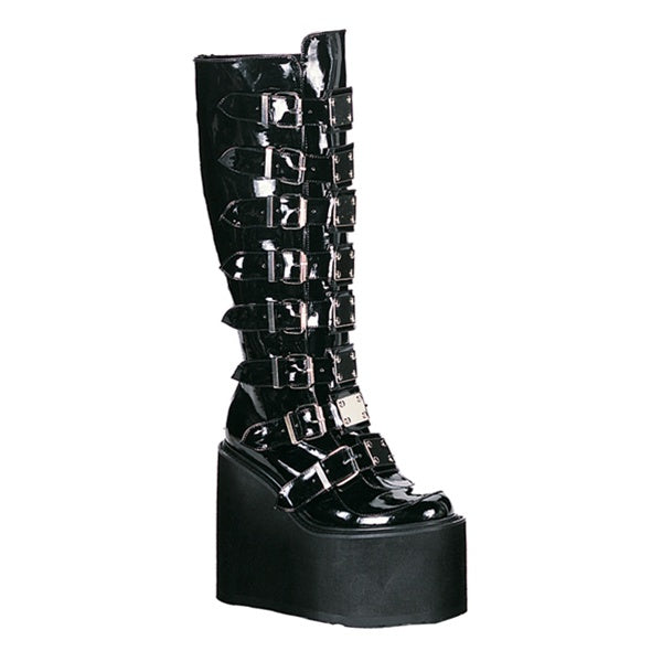 Demonia Swing-815 Patent Black Boots
