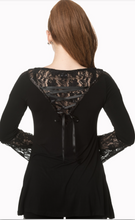 Load image into Gallery viewer, Banned Alternative The Dark Hour Awaits Lace-Sleeved Top
