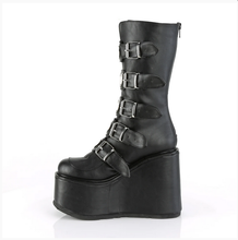 Load image into Gallery viewer, Demonia Swing-230 Platform Boot in Black Vegan Leather
