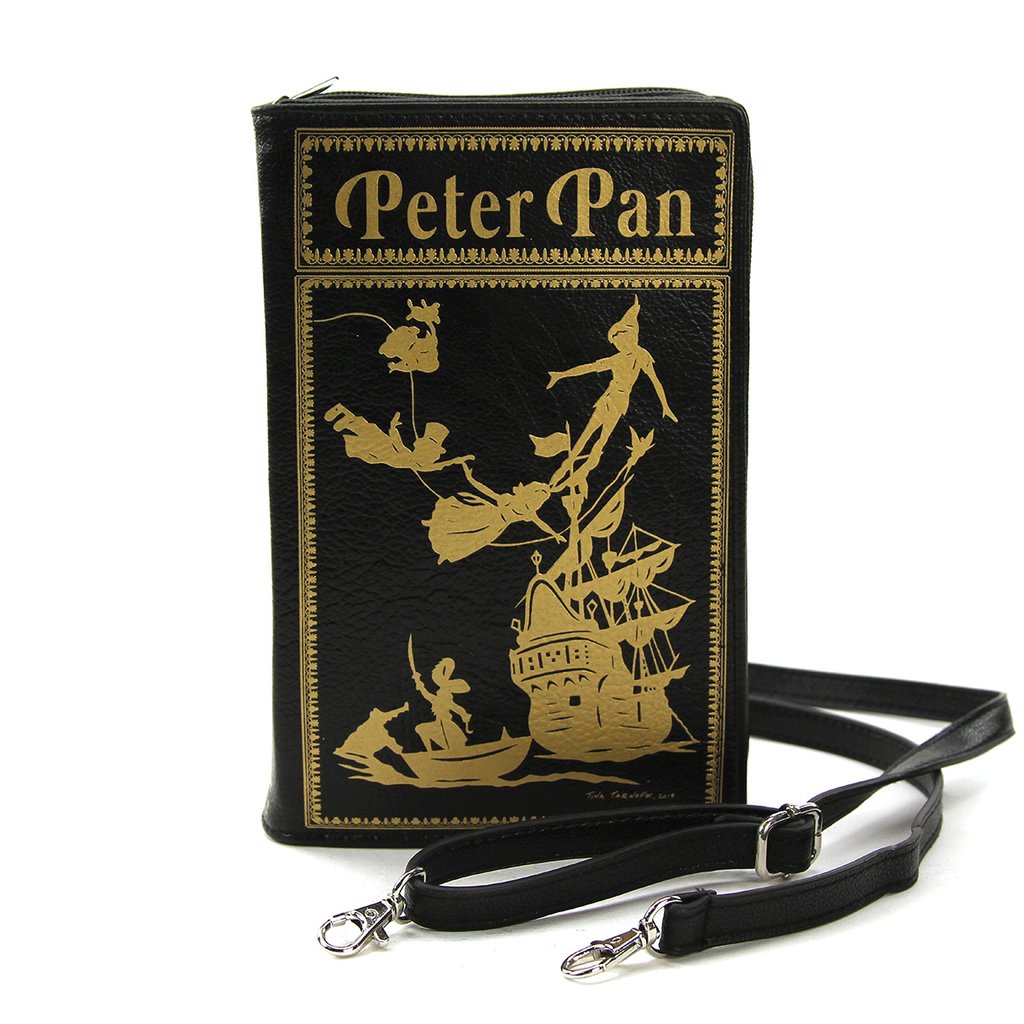 Peter Pan Book Clutch Bag In Black Vinyl Material