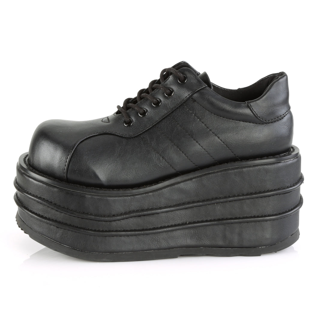 Demonia Tempo-08 Platform Sneakers in Black Vegan Leather