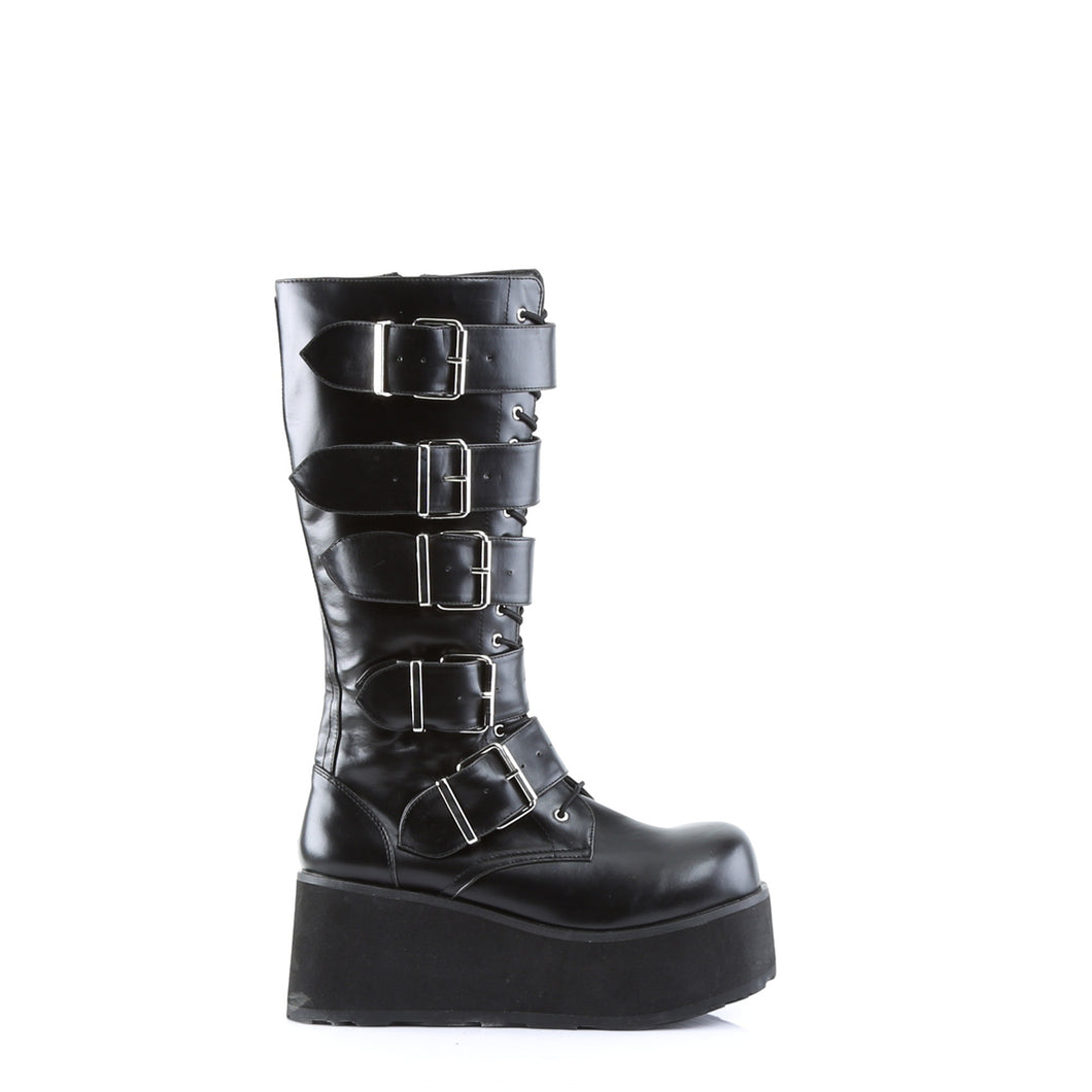 Demonia Trashville-518 Platform Boots in Black Vegan Leather