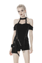 Load image into Gallery viewer, Dark in Love Lace Up Off Shoulder Halter Top
