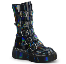 Load image into Gallery viewer, Demonia Emily-330 in Black Hologram Vegan Leather
