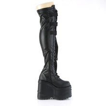 Load image into Gallery viewer, Demonia Wave-315 Platform Thigh Boot in Black Vegan Leather
