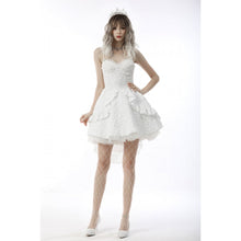 Load image into Gallery viewer, Dark in Love White Bubble Jacquard High Low Dress
