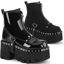 Load image into Gallery viewer, Demonia Ashes-100 Black Patent Platform Ankle Boots

