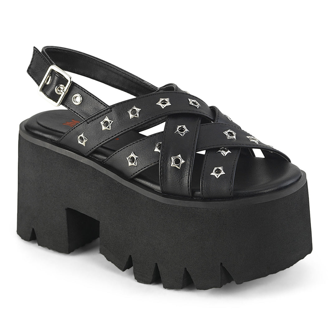 Demonia Ashes-12 Black Platform Sandals