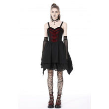 Load image into Gallery viewer, Dark in Love Black &amp; Red Strap Mini Dress
