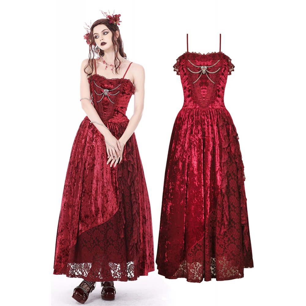 Dark in Love Blood Rose Velvet Maxi Dress