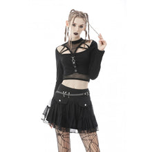 Load image into Gallery viewer, Dark in Love Mesh Studded Mini Skirt
