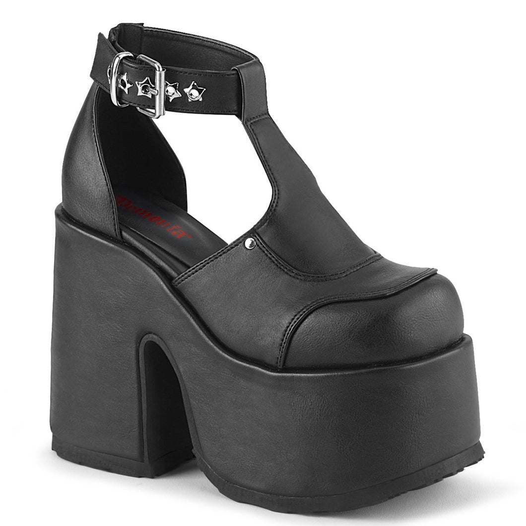 Demonia Camel-103 Black Platform Sandals