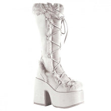 Load image into Gallery viewer, Demonia Camel-311 White Faux Fur Platform Boots
