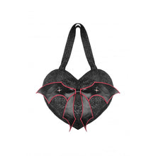 Load image into Gallery viewer, Dark in Love Gothic bat wing hearted handbag

