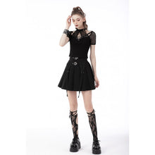Load image into Gallery viewer, Dark In Love Black Punk Double Buckle Pleated Skirt
