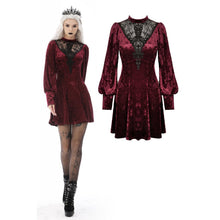 Load image into Gallery viewer, Dark In Love Lace Front Velvet Dress
