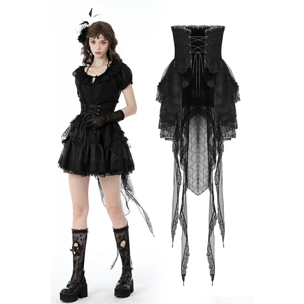 Dark In Love Gothic Luxe Lace Asymmetrical Tunic Skirt