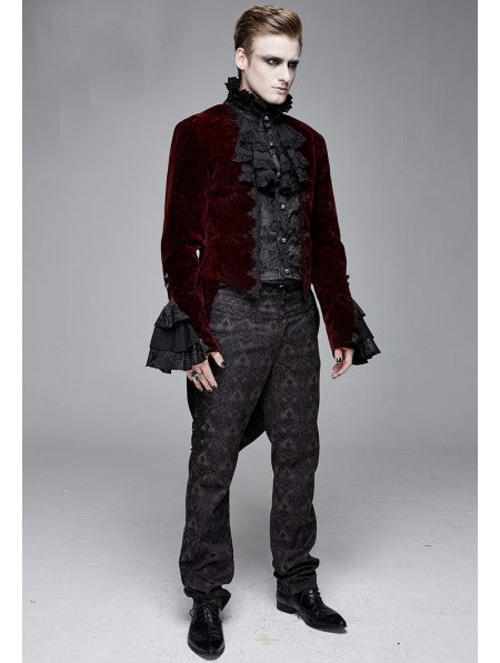 Devil Fashion Victorian Gothic Tailcoat in Burgundy