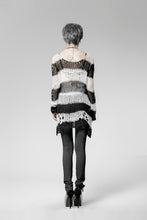 Load image into Gallery viewer, Punk Rave Black and White Stripe Hollow-out Sweater
