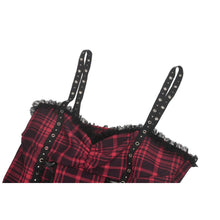 Load image into Gallery viewer, Dark In Love Punk Studded Plaid Layered Dress
