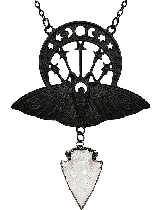 Restyle CRYSTAL MOON MOTH BLACK NECKLACE