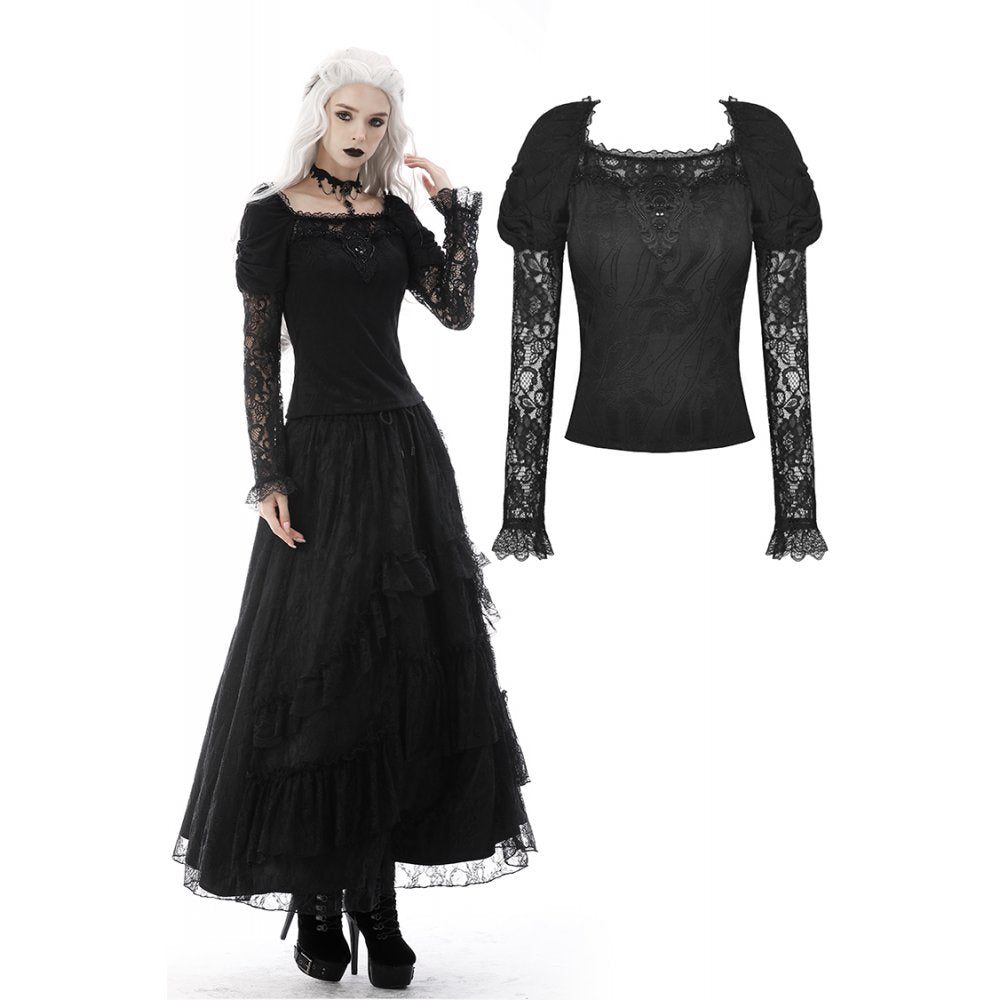 Dark in Love Gothic Lace Embossing Top