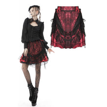 Load image into Gallery viewer, Dark in Love lace cover red mini skirt
