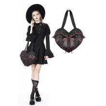Load image into Gallery viewer, Dark in Love Gothic bat wing hearted handbag
