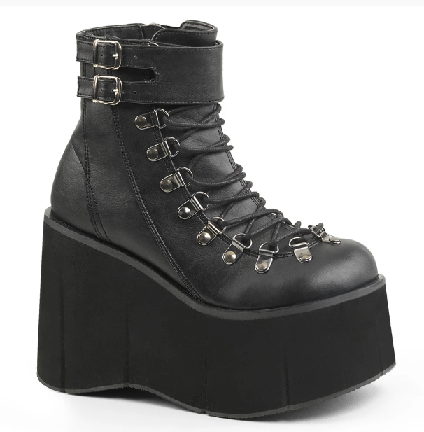 Demonia Kera-21 Platform Boots in Matte Black Vegan Leather