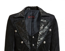 Load image into Gallery viewer, Pentagramme Men&#39;s Full-Length Black Velvet Gothic Tailcoat
