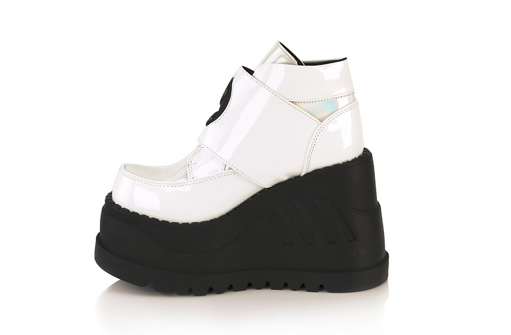 Demonia Stomp-15 in White Patent and Multicolor – metroalternative