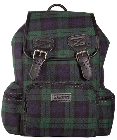Banned Alternative Green Tartan Backpack