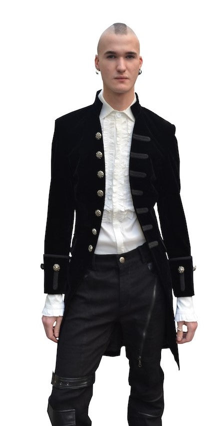 Pentagramme Men's Velvet Gothic Gentleman's Tailcoat in Black